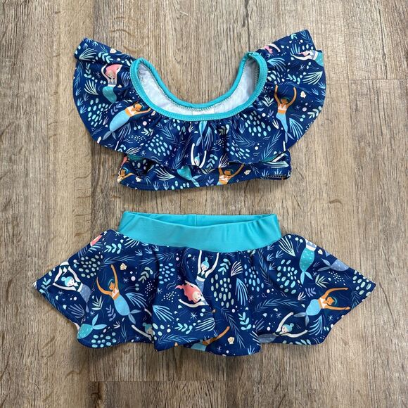 Millie Loves Lilly Girls 12 Months Swimsuit Mermaid Beach Swim Vacation 2 Piece - Picture 3 of 3